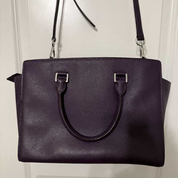 Michael Kors Saffiano Leather Satchel - Deep Plum - Picture 4 of 8